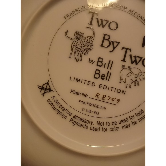 1991 Franklin Mint Heirloom Two by Two Collector Plate Bill Bell 8" m172 - Picture 6 of 6